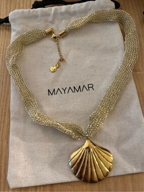 New mayamar 24kt Gold plated Shell Pendant Mesh chain  Necklace - Women Jewelry
